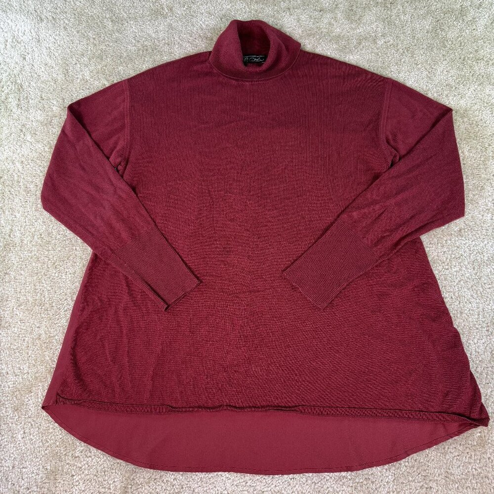 DG2 Diane Gilman Womens Red Tunic Turtleneck Sweater Size Medium E651